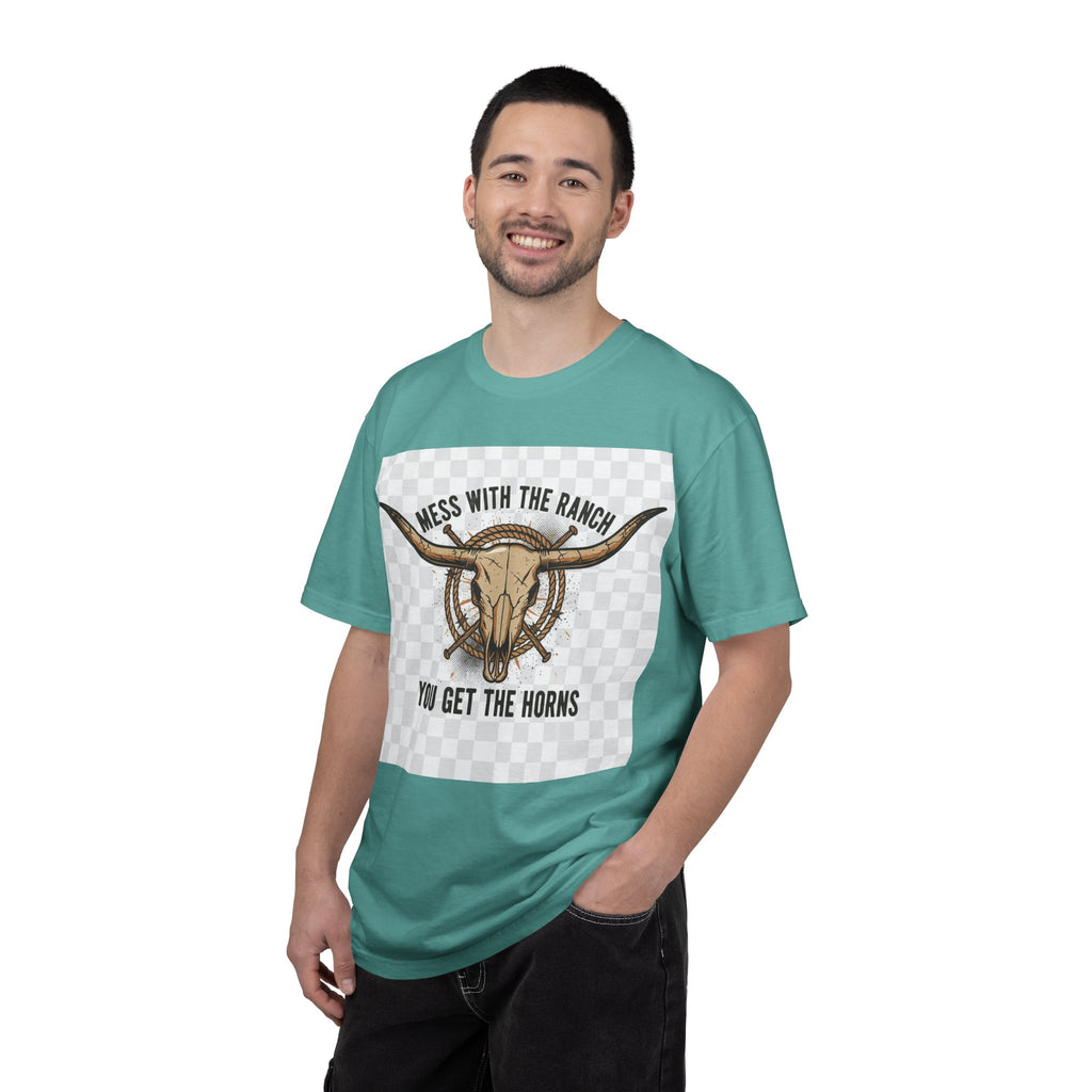 Ranch Skull T-Shirt — "Mess With The Ranch, You Get The Horns" Western Tee