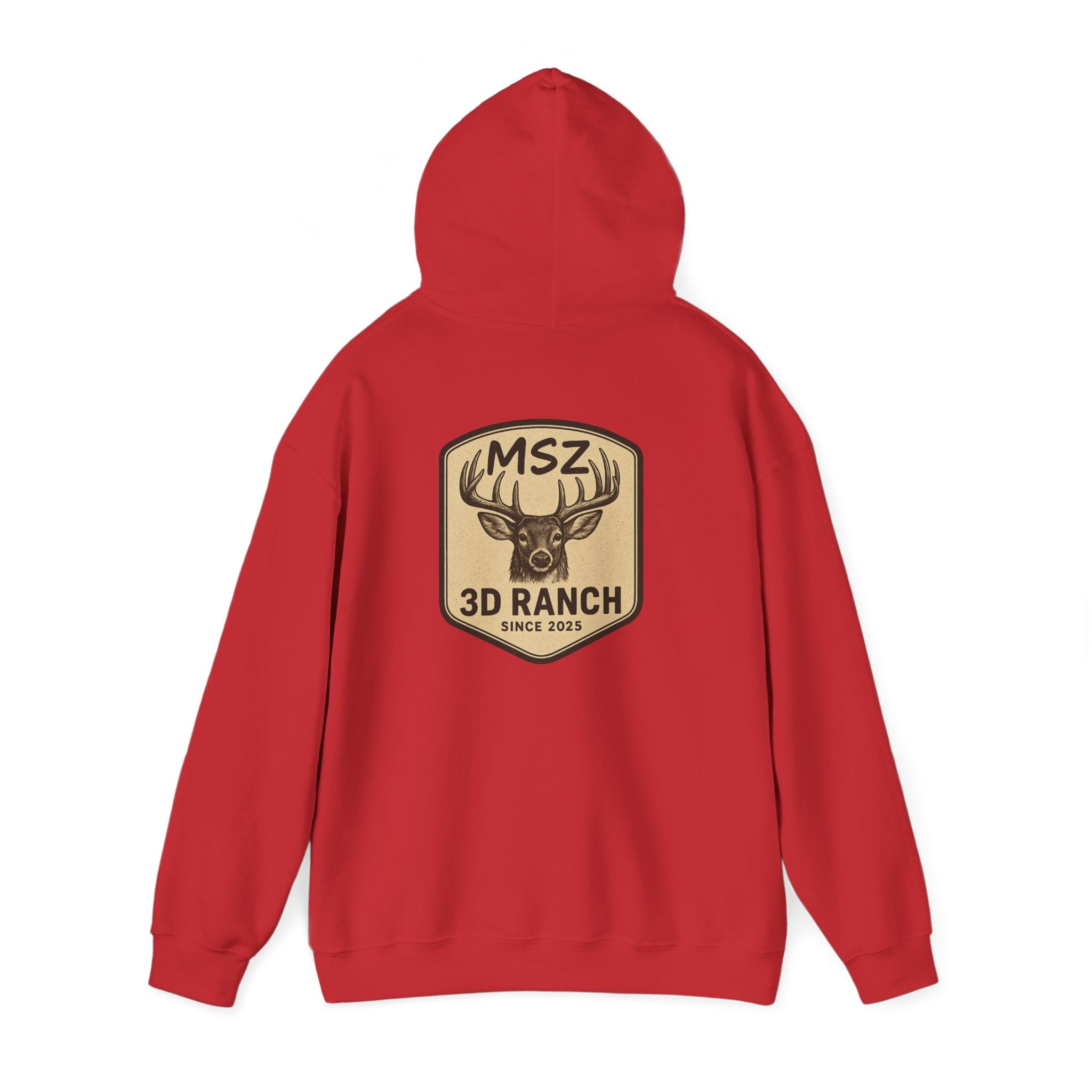 MSZ Ranch Buck Logo Hoodie — Rustic Deer Patch Pullover