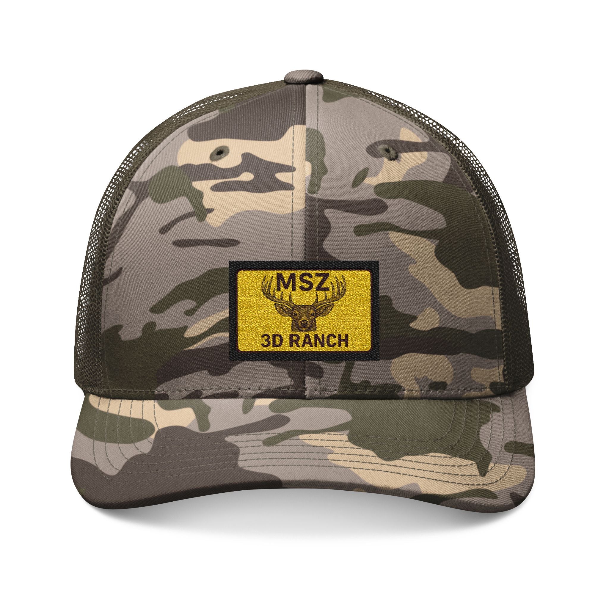 Camo Trucker Hat — Embroidered "MSZ 3D Ranch" Patch