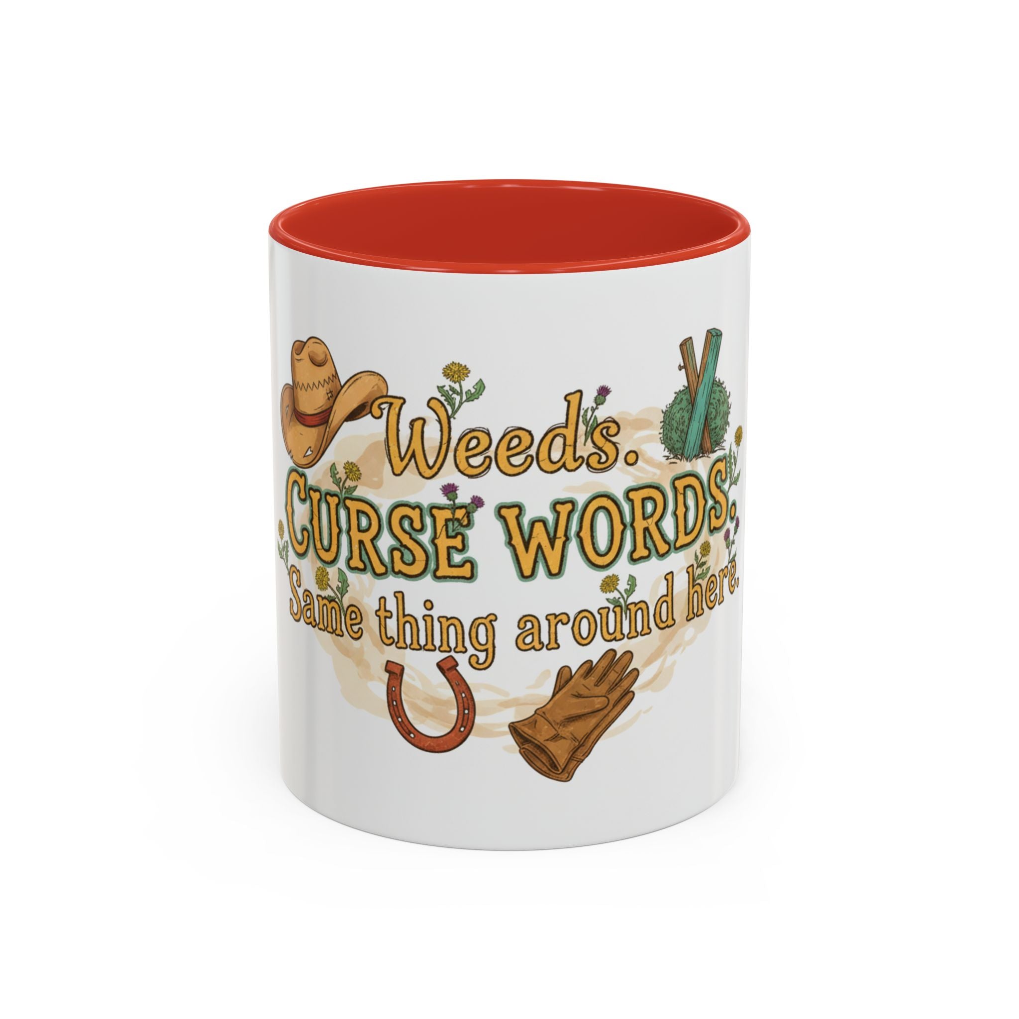 Weeds, Curse Words & Gardening Coffee Mug — Funny Gardener Accent Mug (11/15oz)