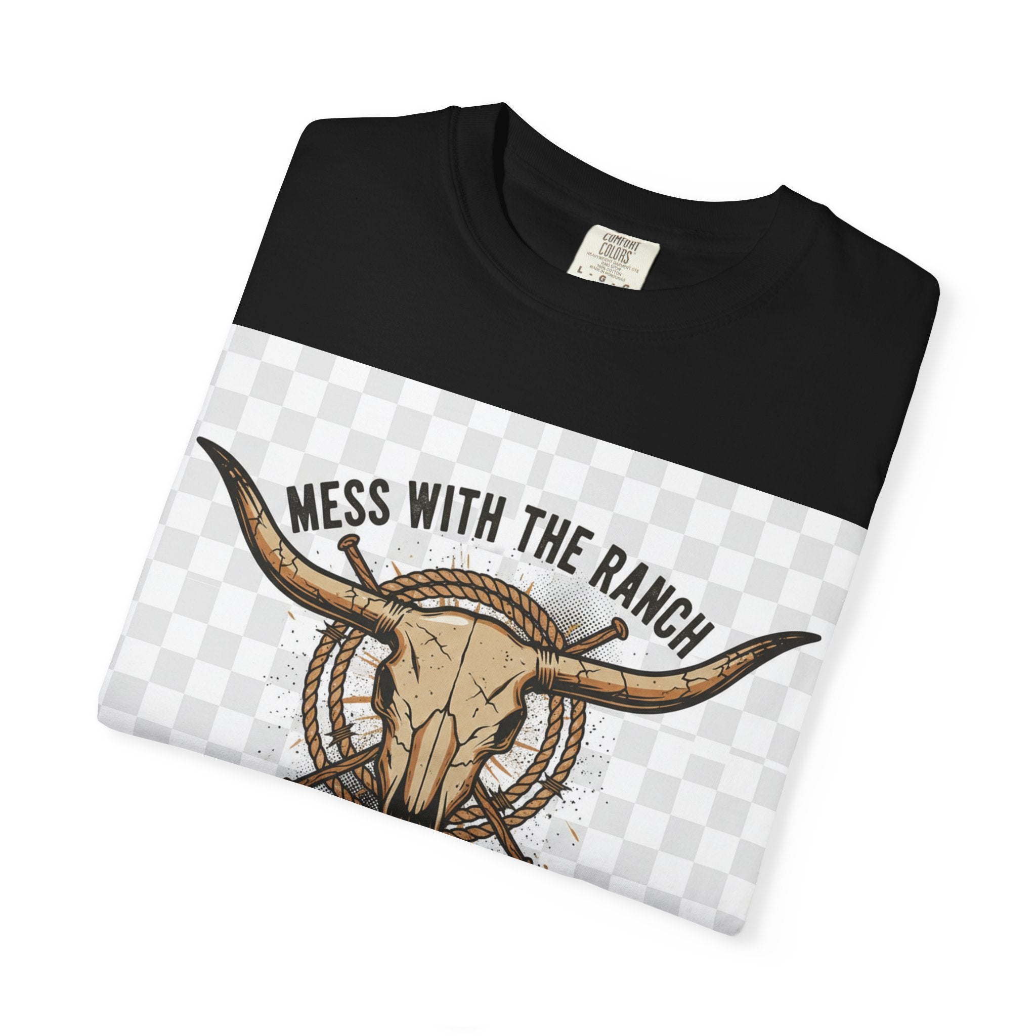 Ranch Skull T-Shirt — "Mess With The Ranch, You Get The Horns" Western Tee