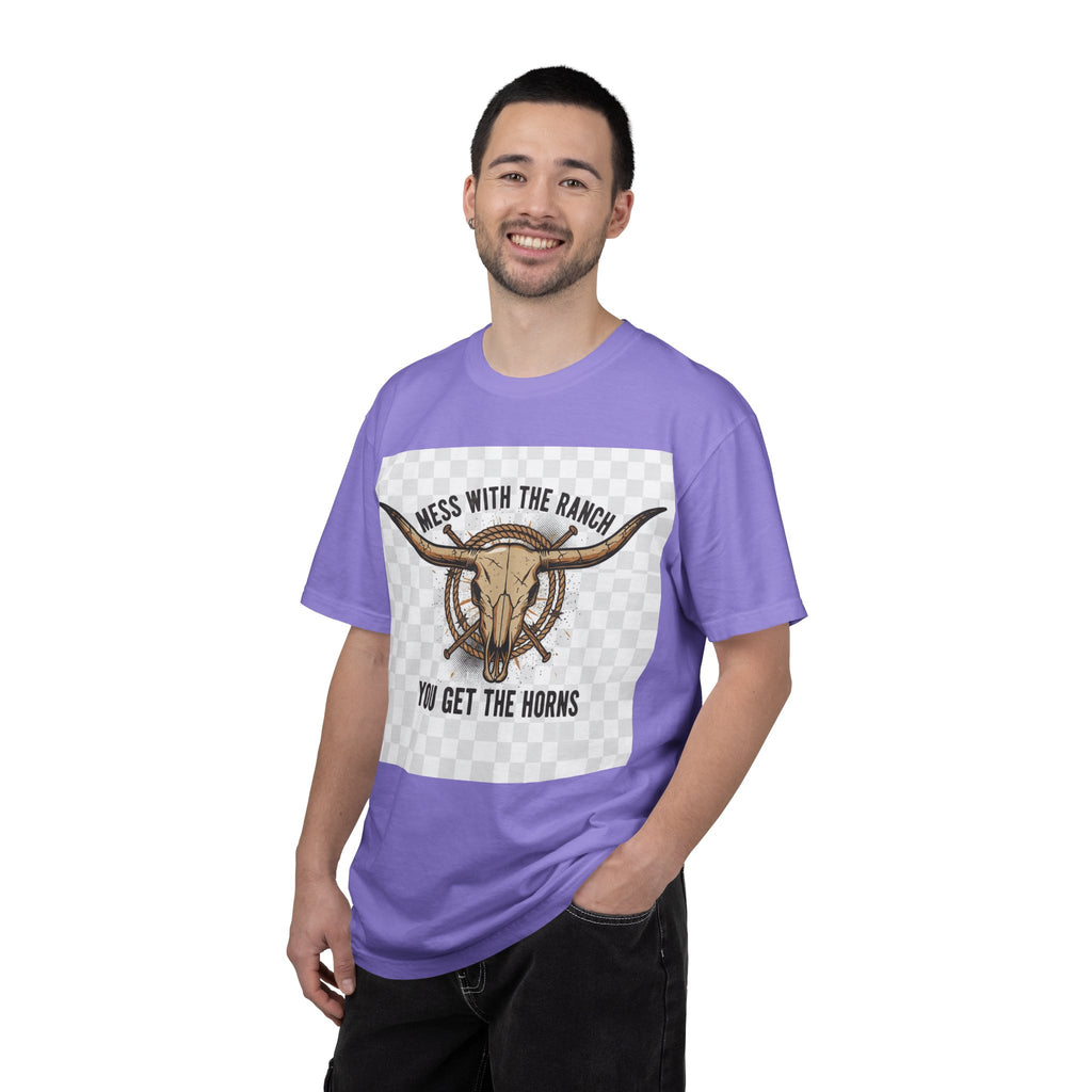 Ranch Skull T-Shirt — "Mess With The Ranch, You Get The Horns" Western Tee
