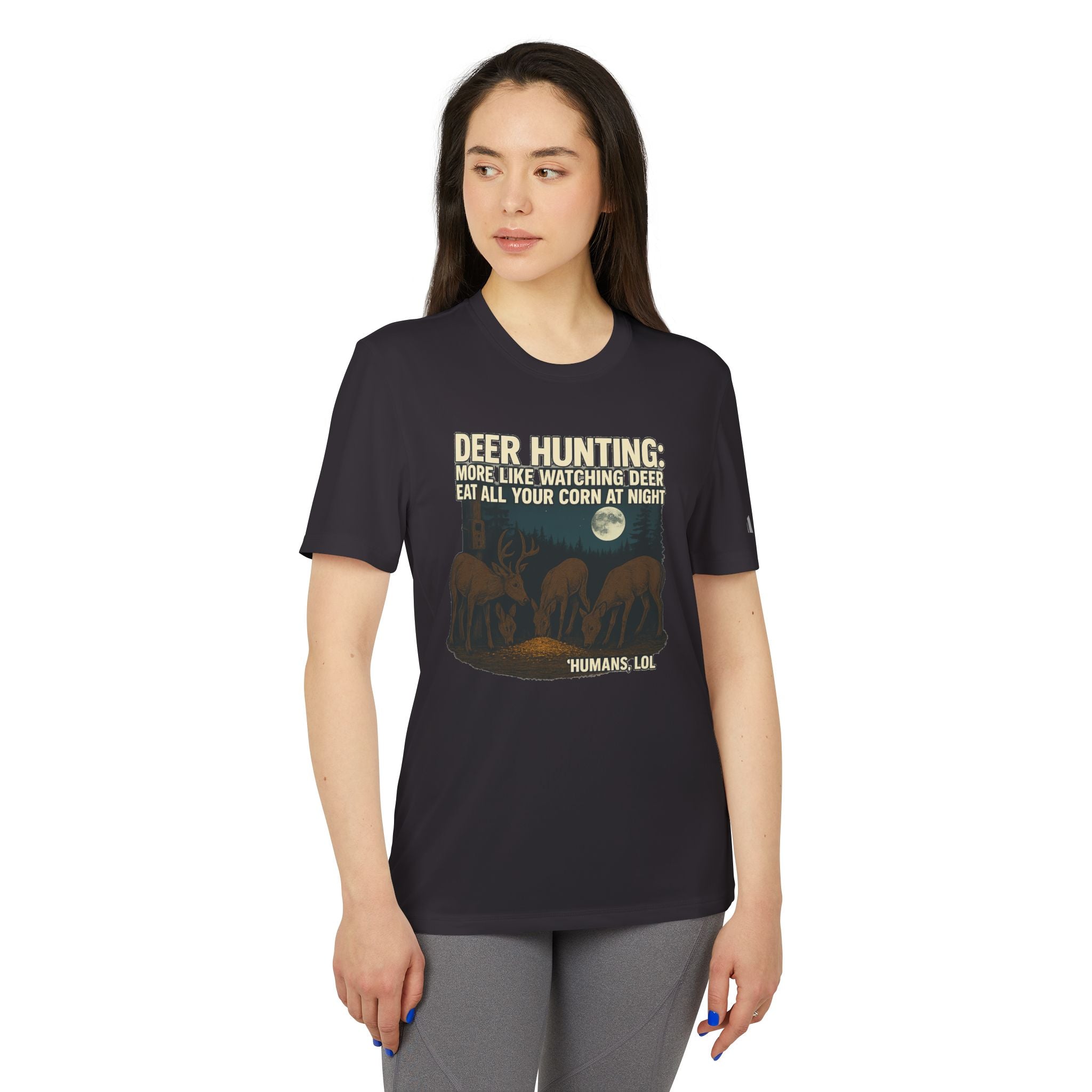 Deer Hunting Graphic T-Shirt — "Deer Hunting: More Like Watching Deer Eat All Your Corn at Night"