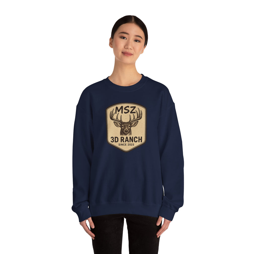 MSZ Ranch Crewneck Sweatshirt — Retro Deer Patch Back
