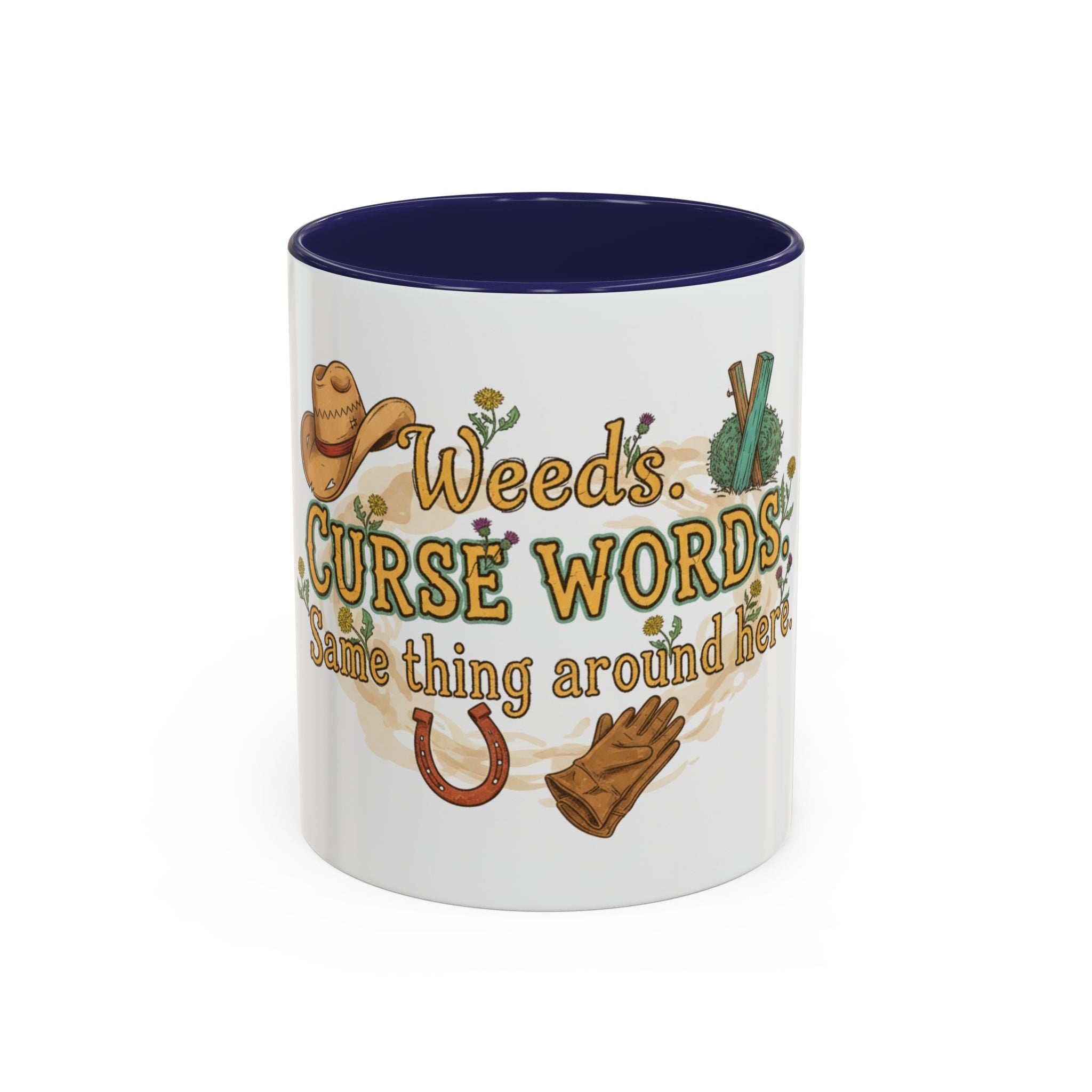 Weeds, Curse Words & Gardening Coffee Mug — Funny Gardener Accent Mug (11/15oz)