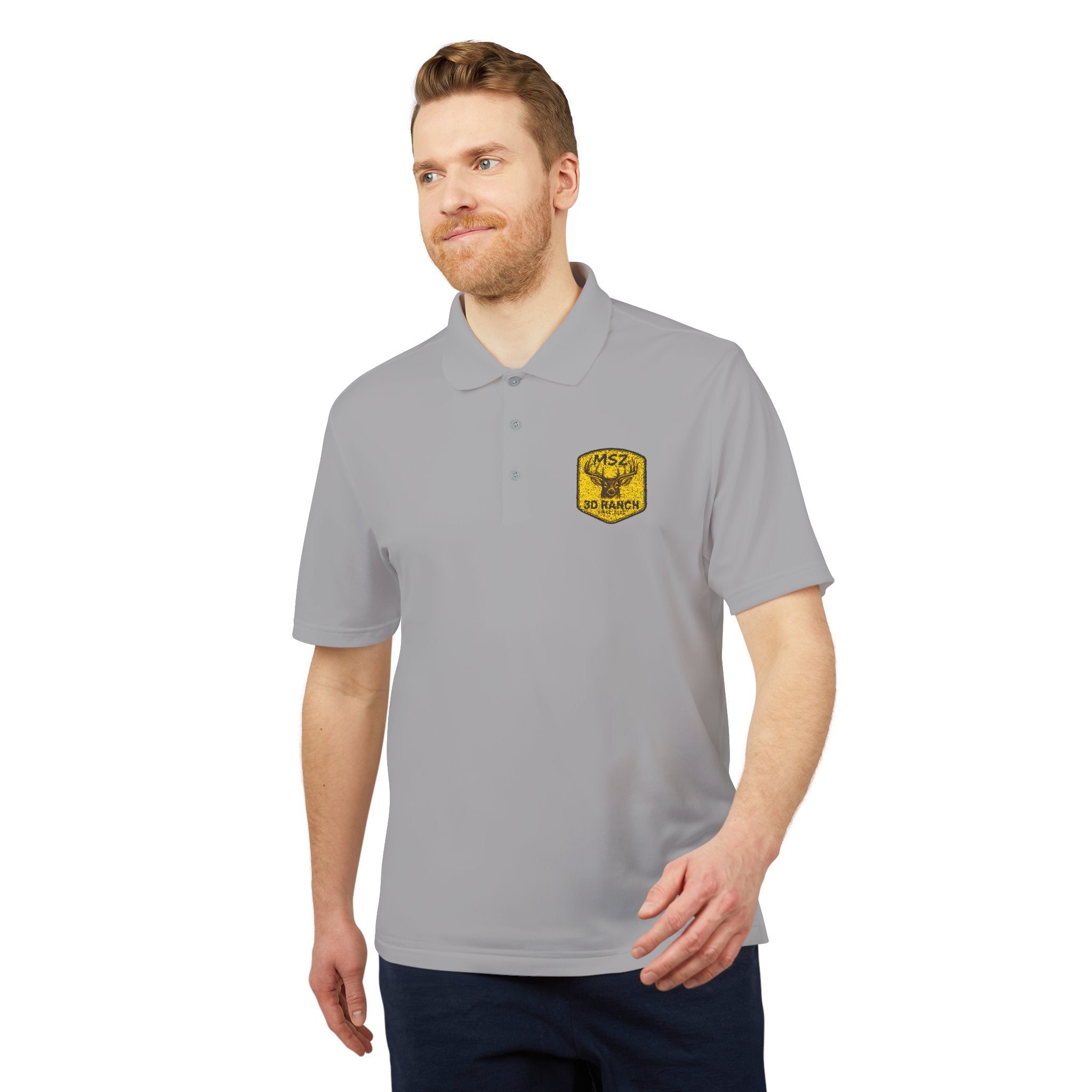 Performance Polo — Gold Shield Patch Polo Shirt