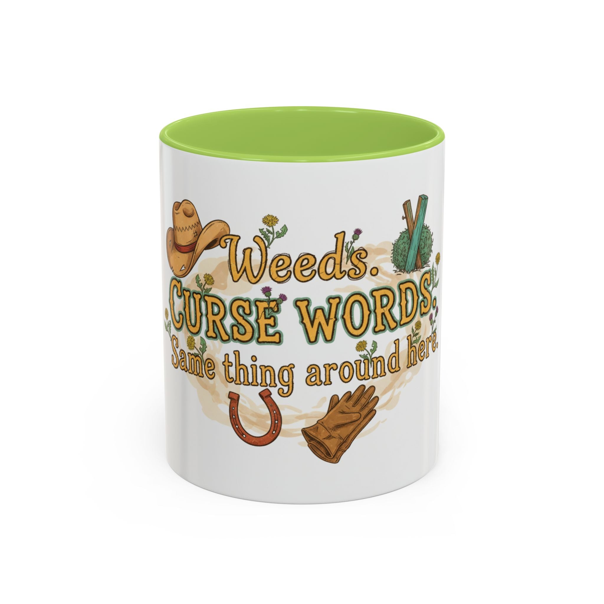 Weeds, Curse Words & Gardening Coffee Mug — Funny Gardener Accent Mug (11/15oz)