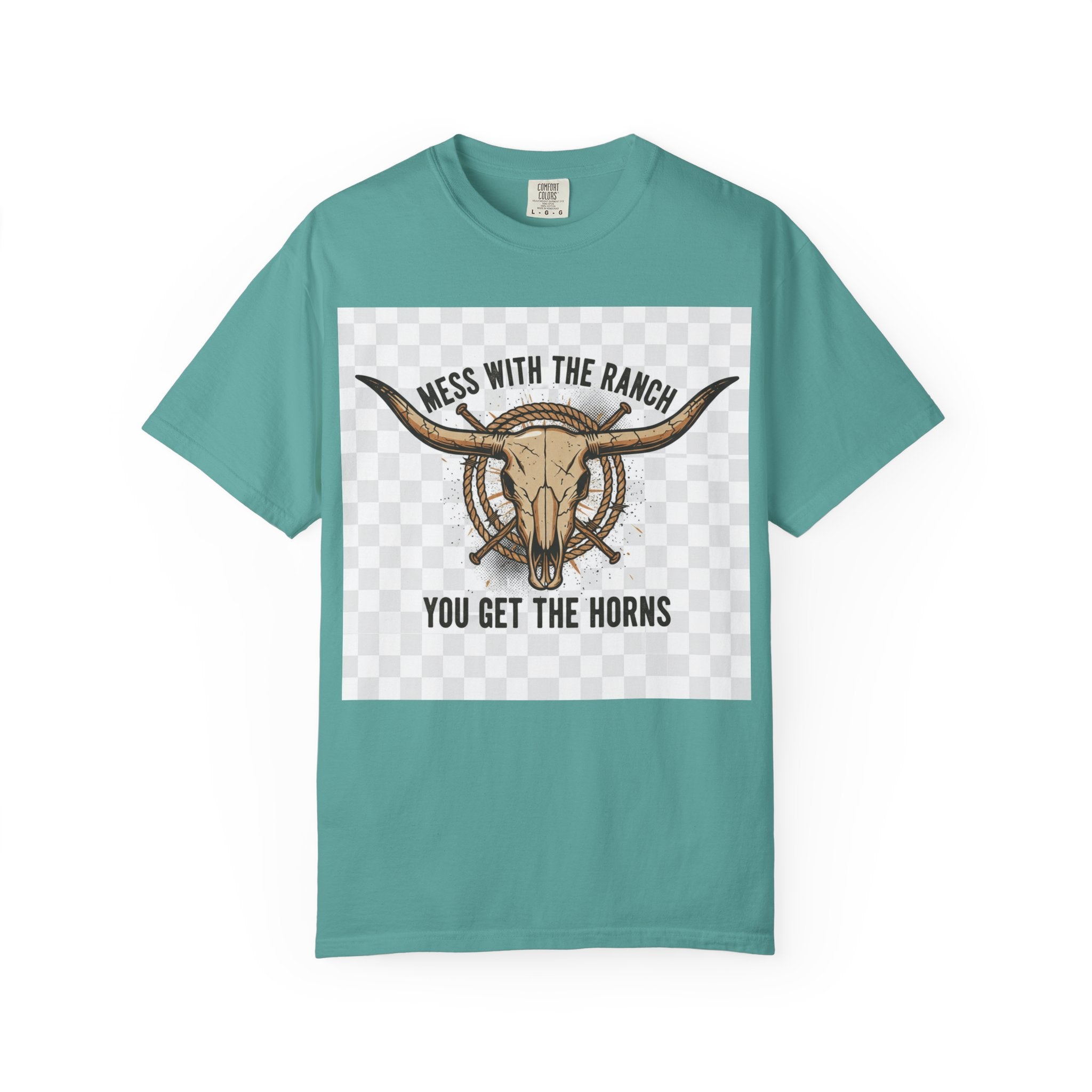Ranch Skull T-Shirt — "Mess With The Ranch, You Get The Horns" Western Tee