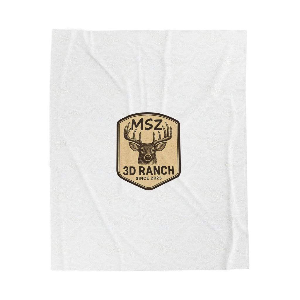 3D Ranch Deer Patch Velveteen Plush Blanket — Cozy Hunting Lodge Throw