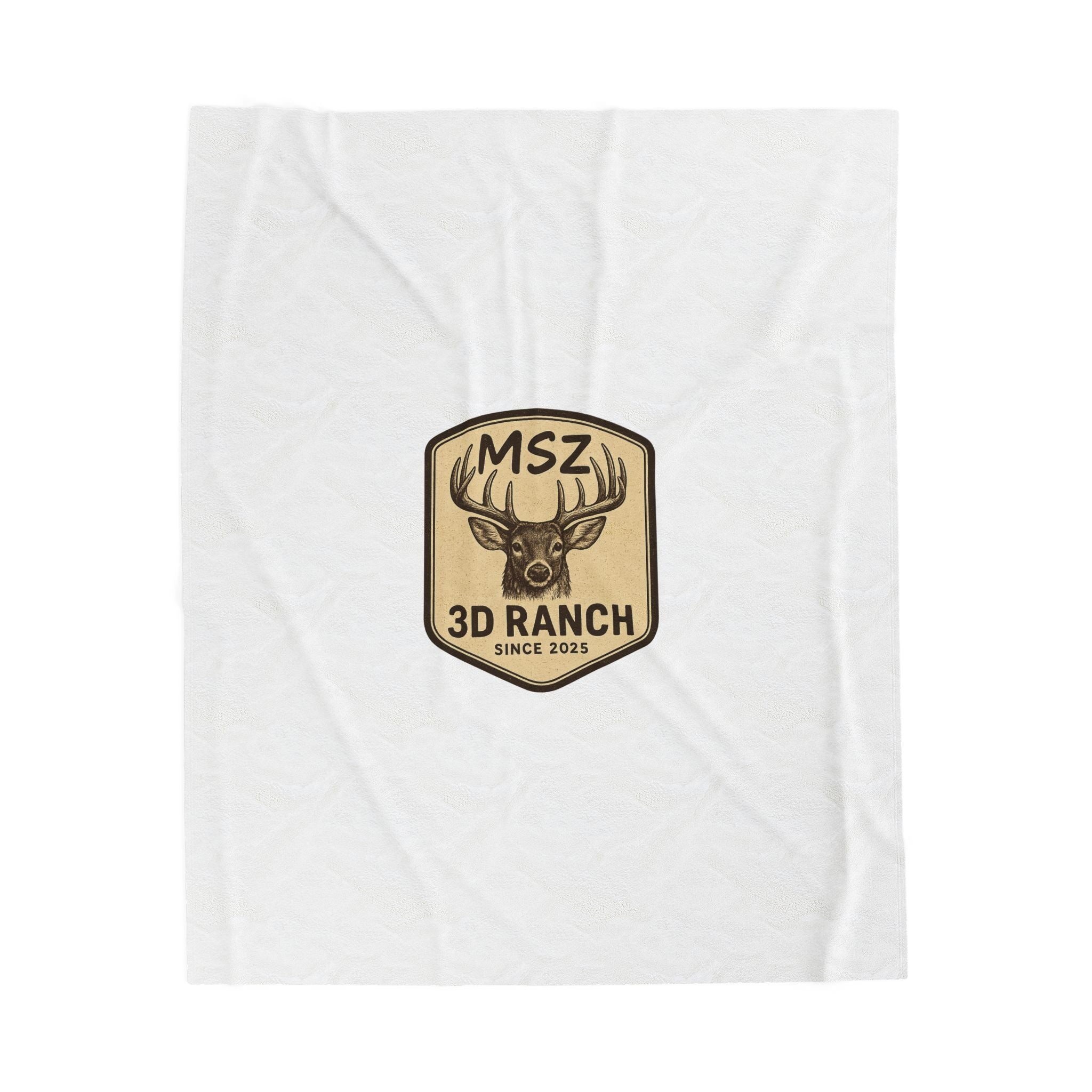 3D Ranch Deer Patch Velveteen Plush Blanket — Cozy Hunting Lodge Throw