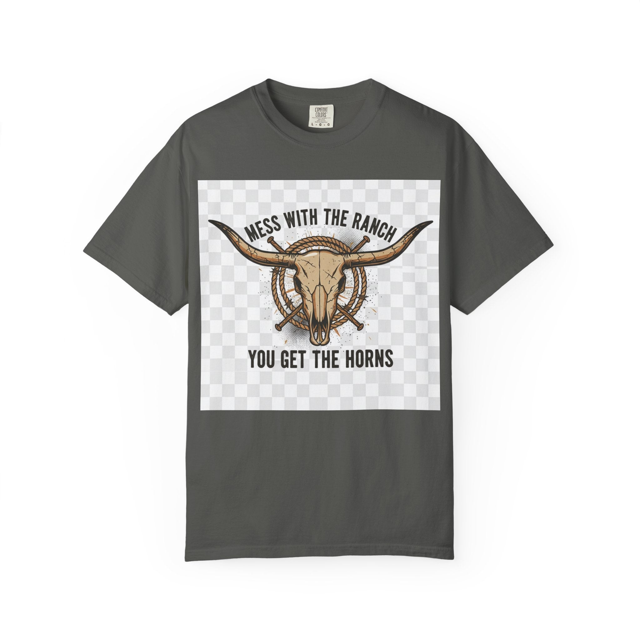 Ranch Skull T-Shirt — "Mess With The Ranch, You Get The Horns" Western Tee