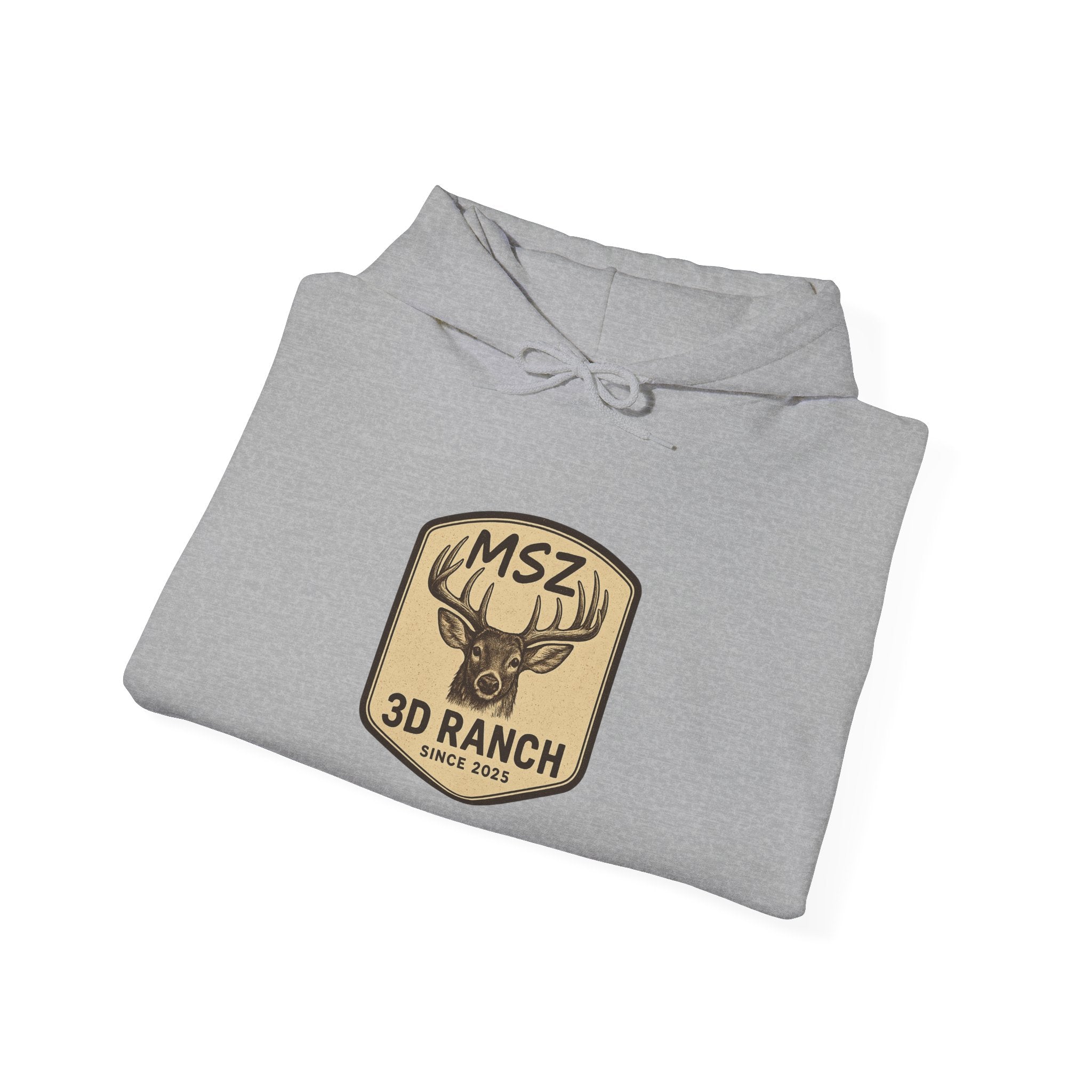 MSZ Ranch Buck Logo Hoodie — Rustic Deer Patch Pullover
