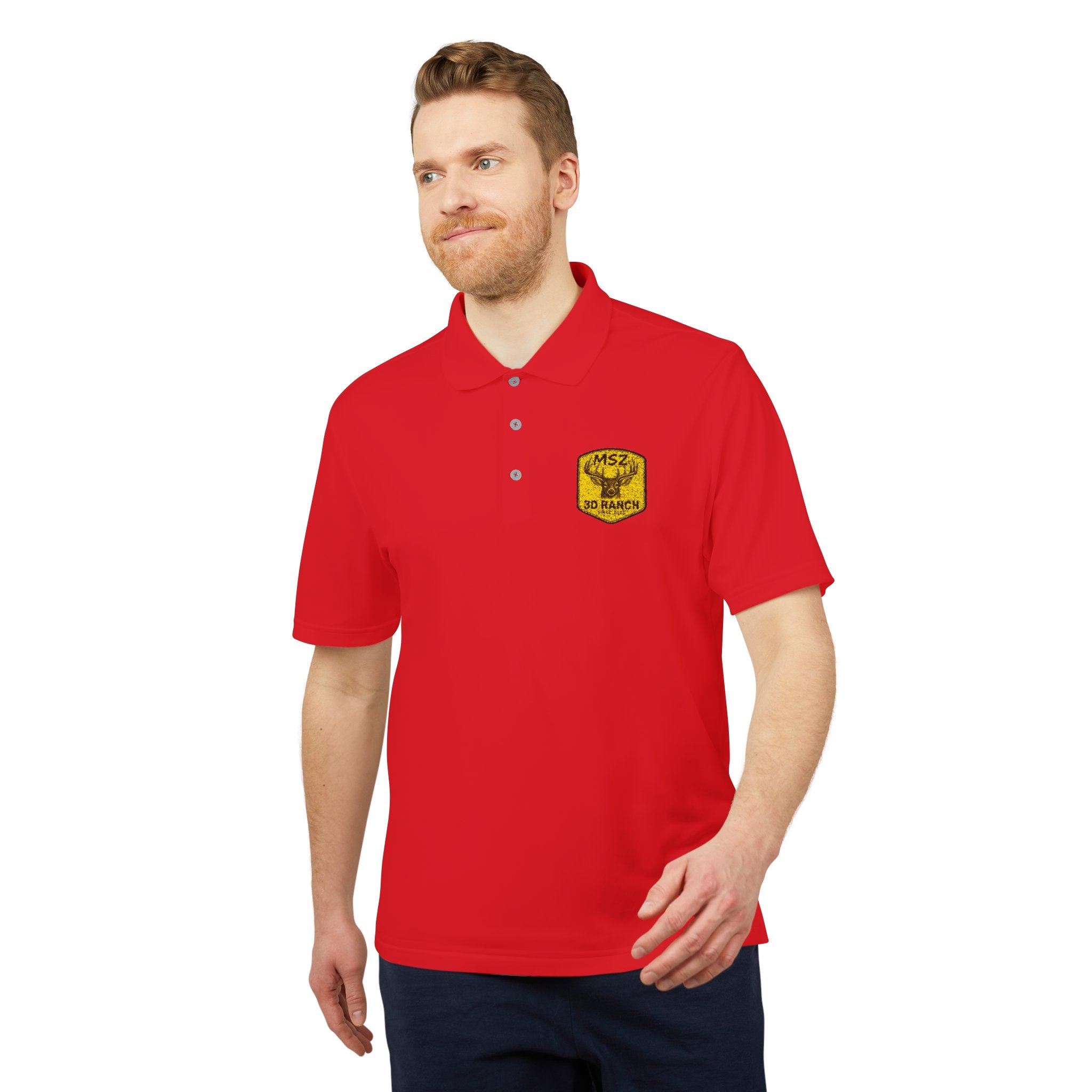 Performance Polo — Gold Shield Patch Polo Shirt