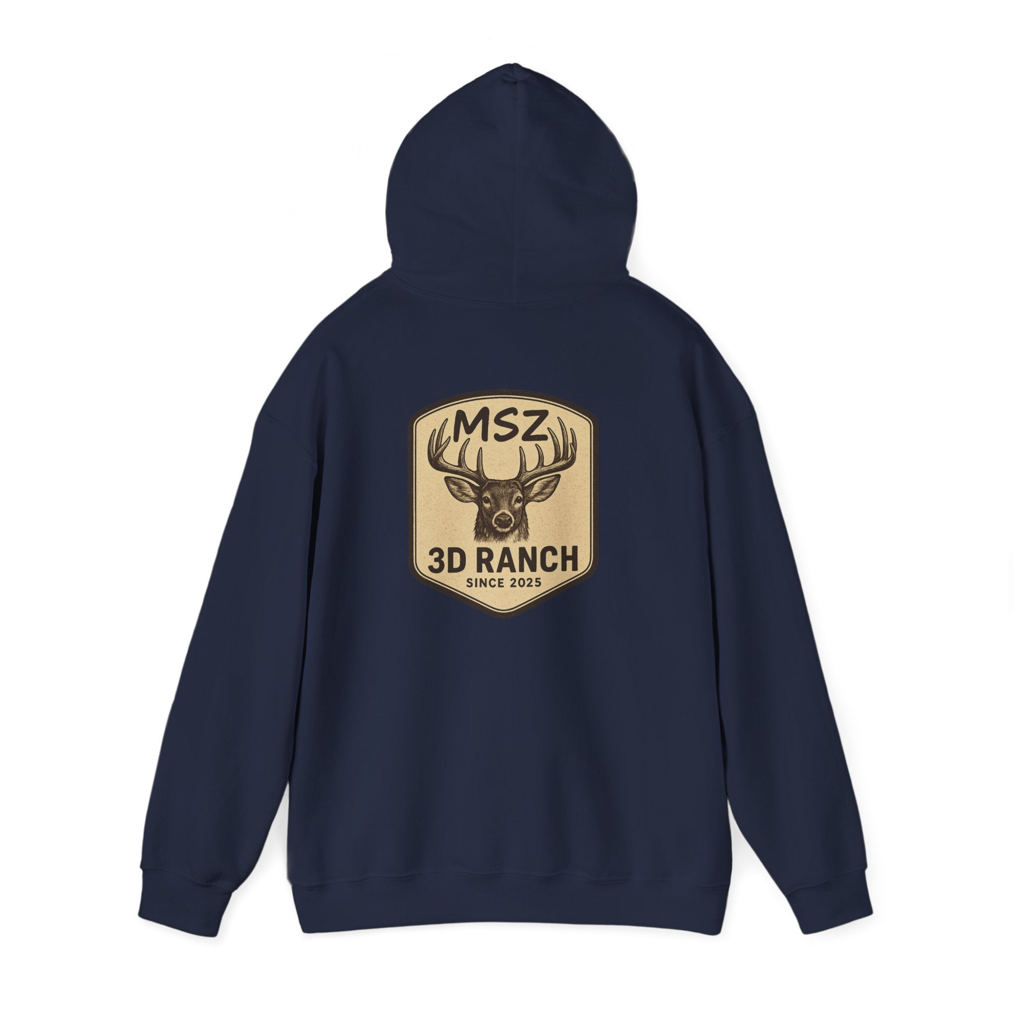 MSZ Ranch Buck Logo Hoodie — Rustic Deer Patch Pullover