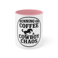 Running on Coffee & Cowboy Chaos Accent Mug — Funny Western Coffee Cup