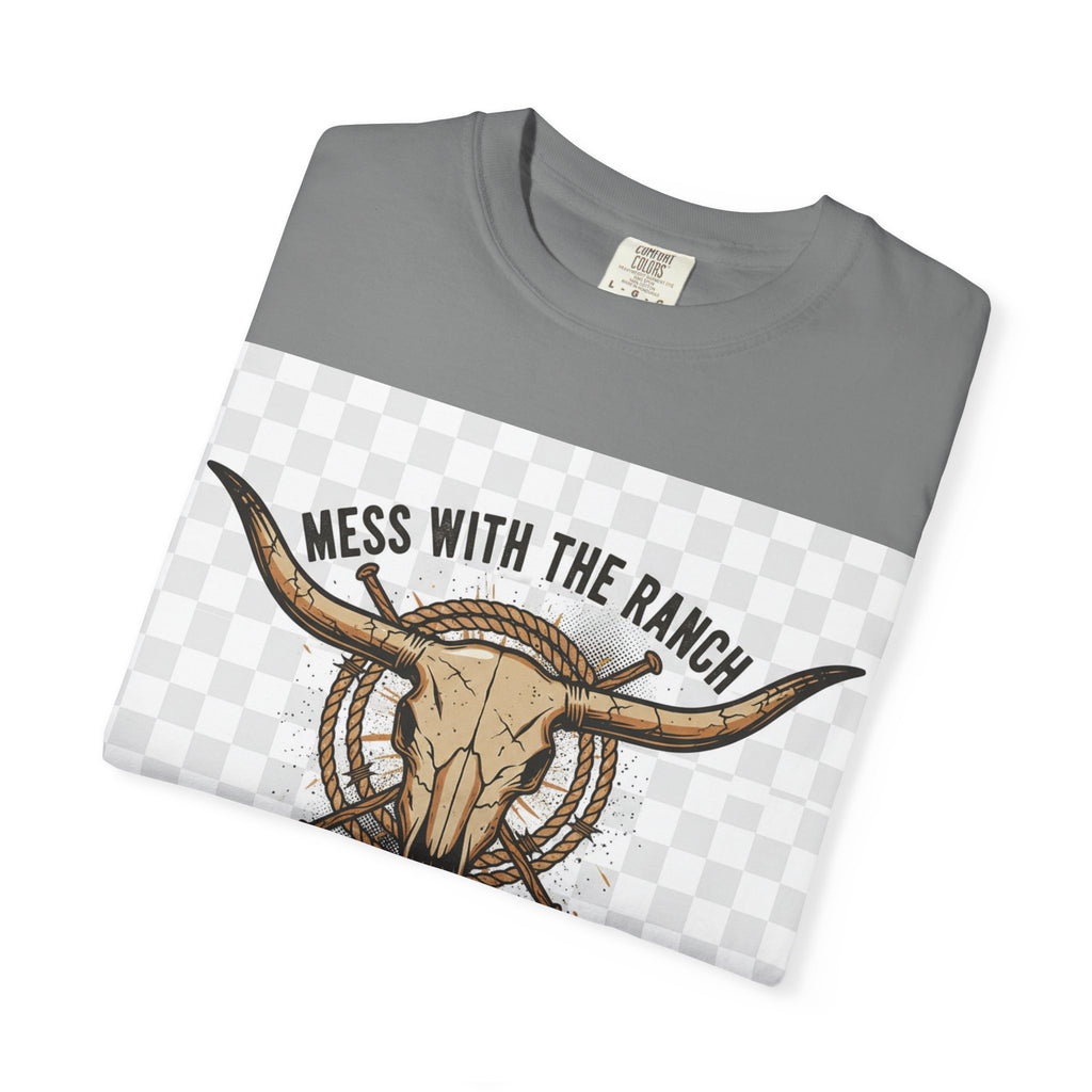 Ranch Skull T-Shirt — "Mess With The Ranch, You Get The Horns" Western Tee