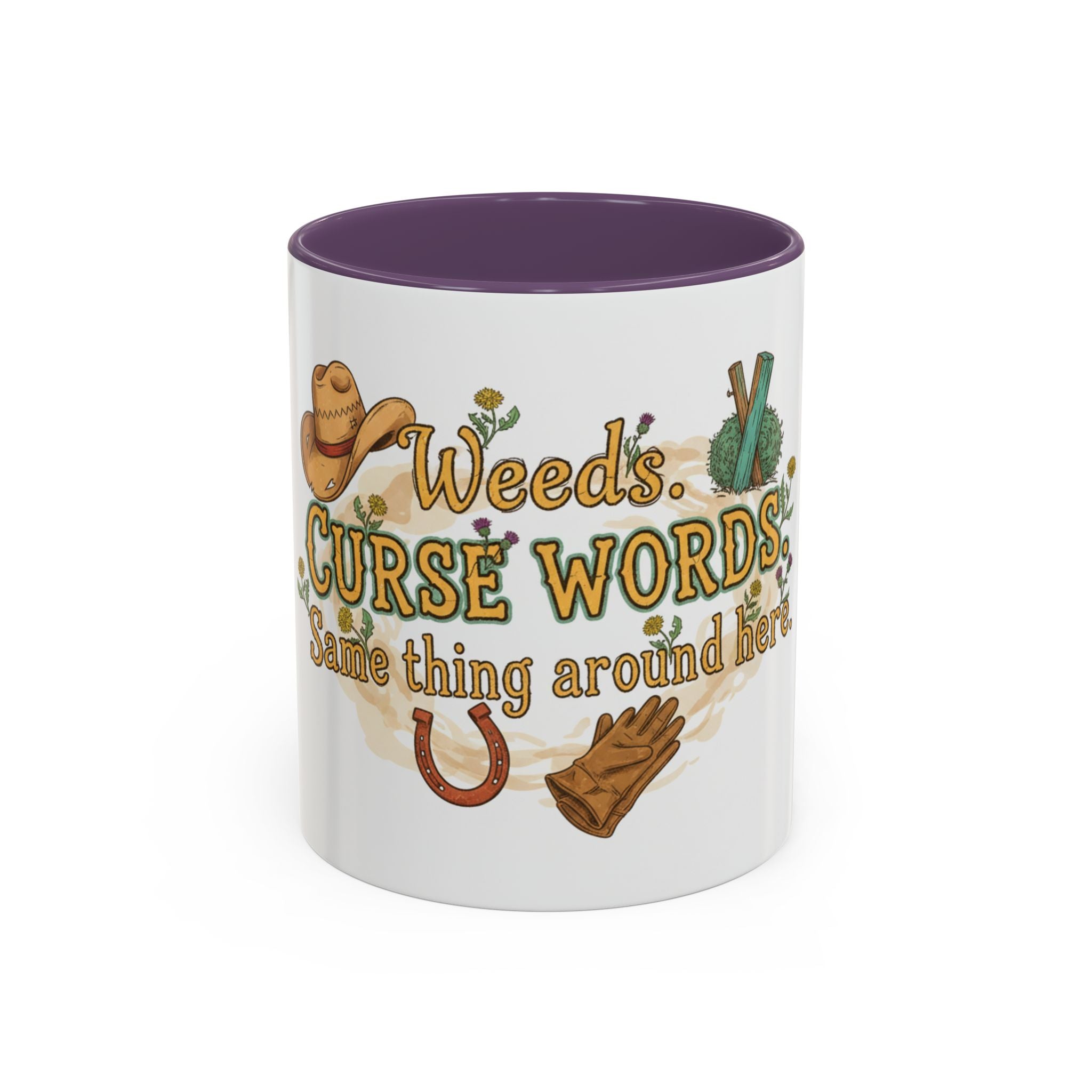 Weeds, Curse Words & Gardening Coffee Mug — Funny Gardener Accent Mug (11/15oz)