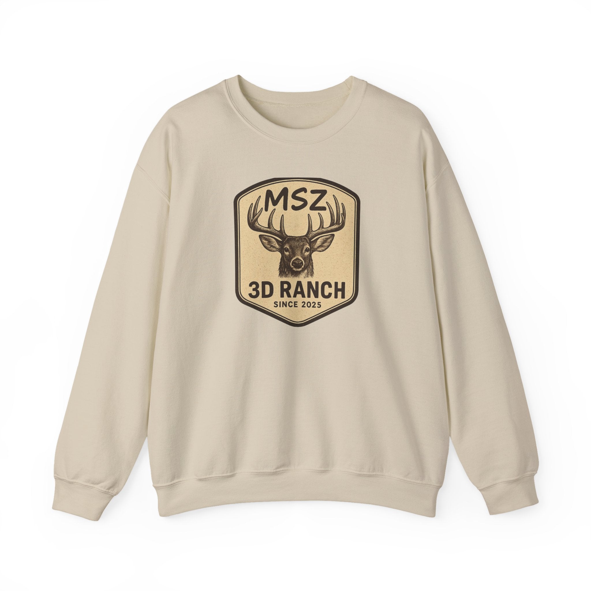 MSZ Ranch Crewneck Sweatshirt — Retro Deer Patch Back