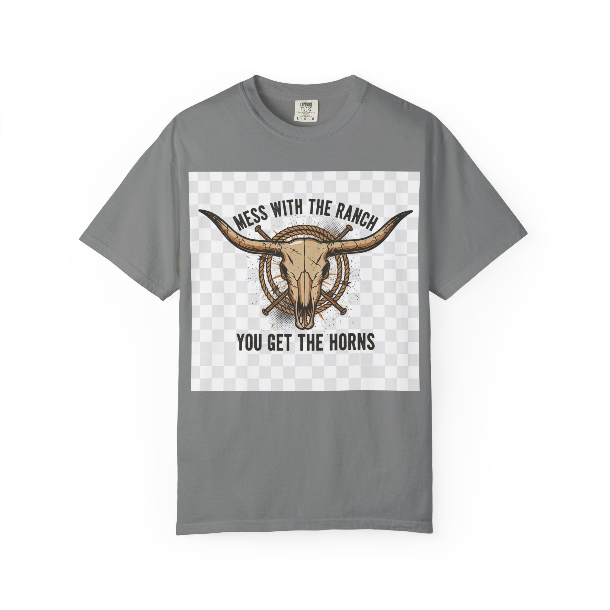 Ranch Skull T-Shirt — "Mess With The Ranch, You Get The Horns" Western Tee