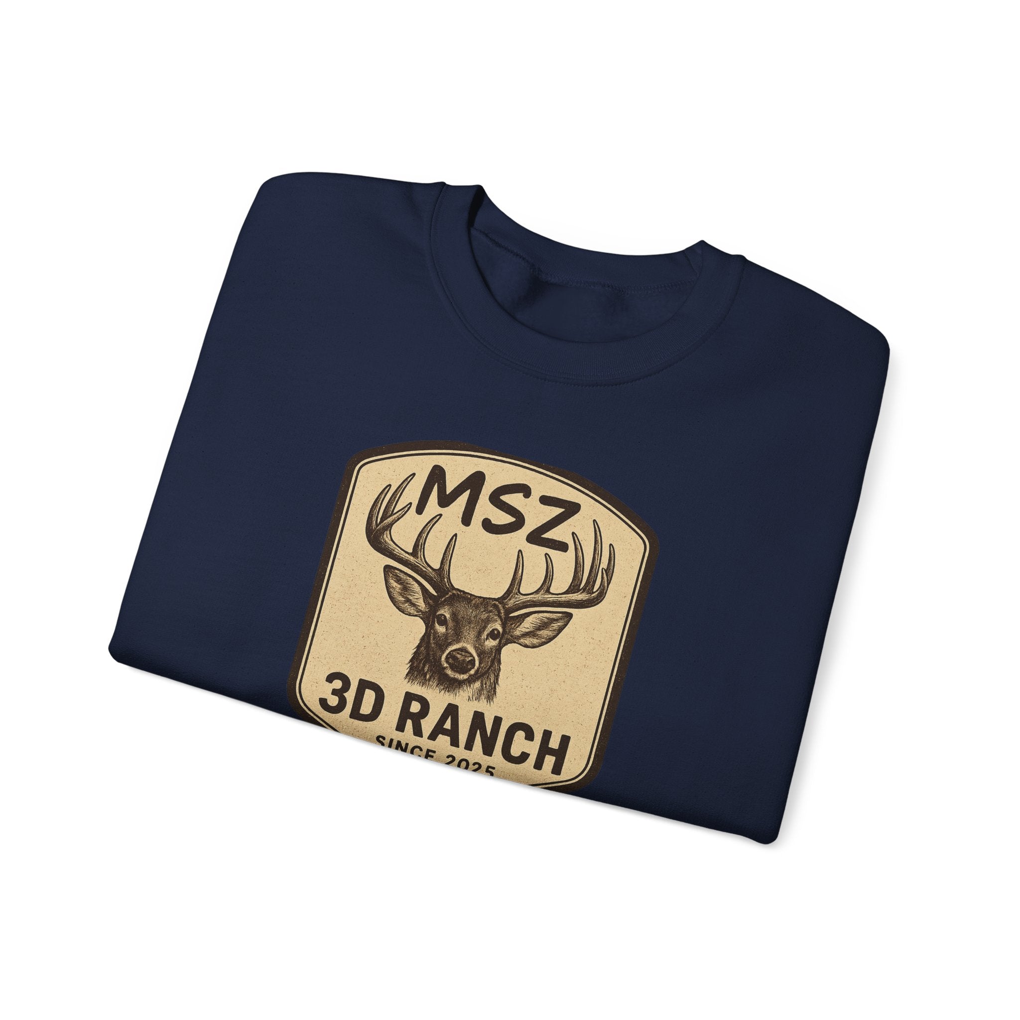MSZ Ranch Crewneck Sweatshirt — Retro Deer Patch Back