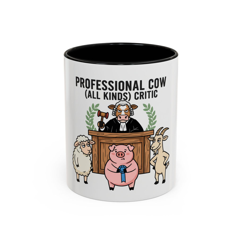 Professional Cow (All Kinds) Critic Coffee Mug — Funny Farm Animal Judge Gift (11/15oz)